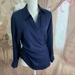 & Other Stories Wrap Duo Button Shirt in Navy